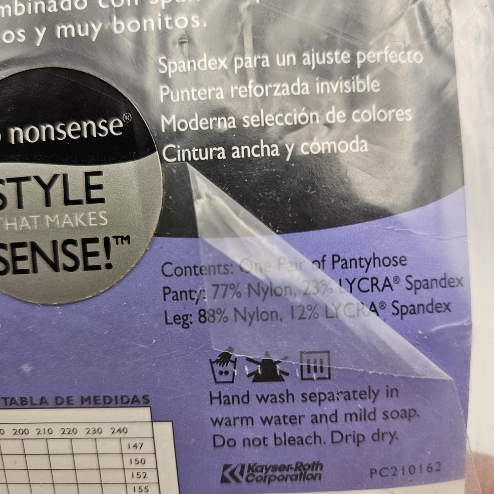 No Nonsense Sheer Endurance Pantyhose Control Top Sheer Toe Almost Black Size A - Picture 6 of 6
